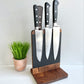 Wooden magnetic knife holder | Knife block wood and leather | Magnetic block up to 6 knives | Wooden block